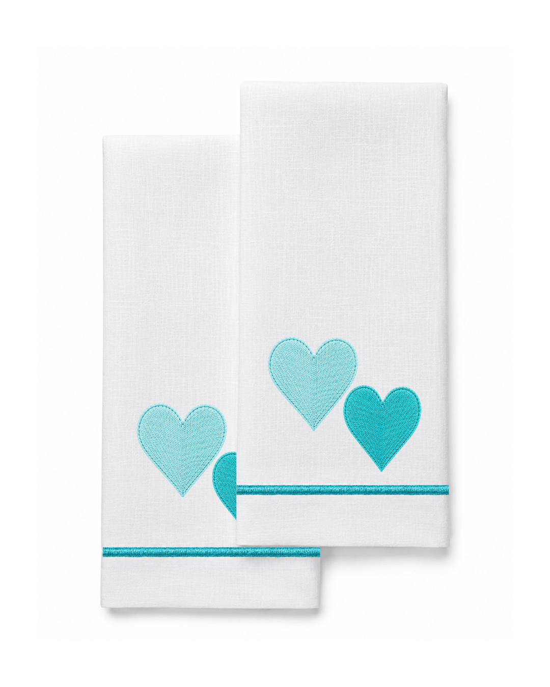 Bordado de Corazones l Azul Aqua