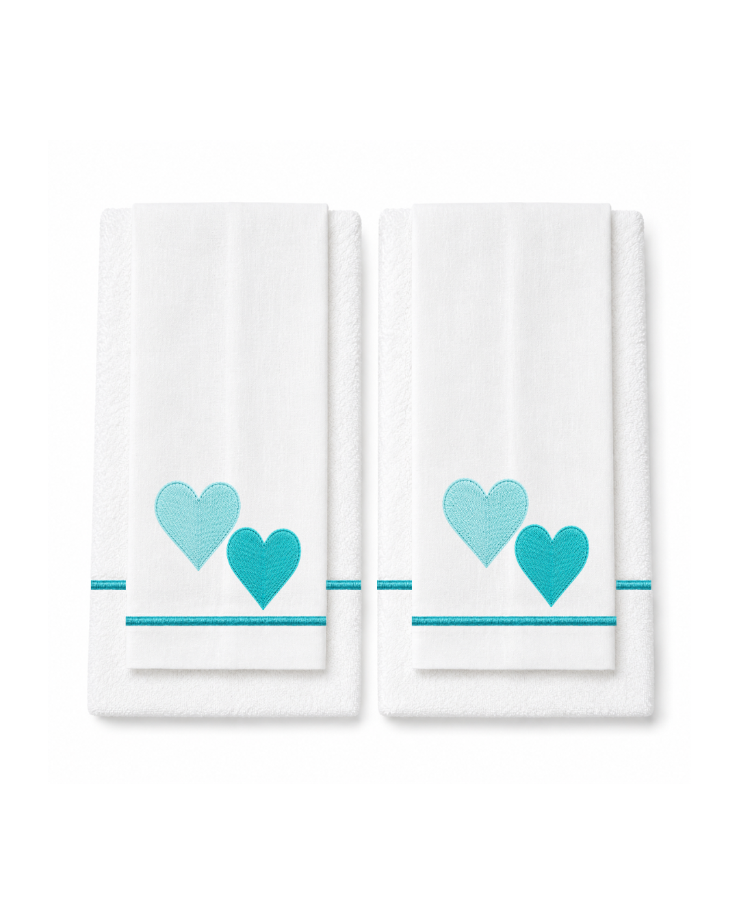 Bordado de Corazones l Azul Aqua