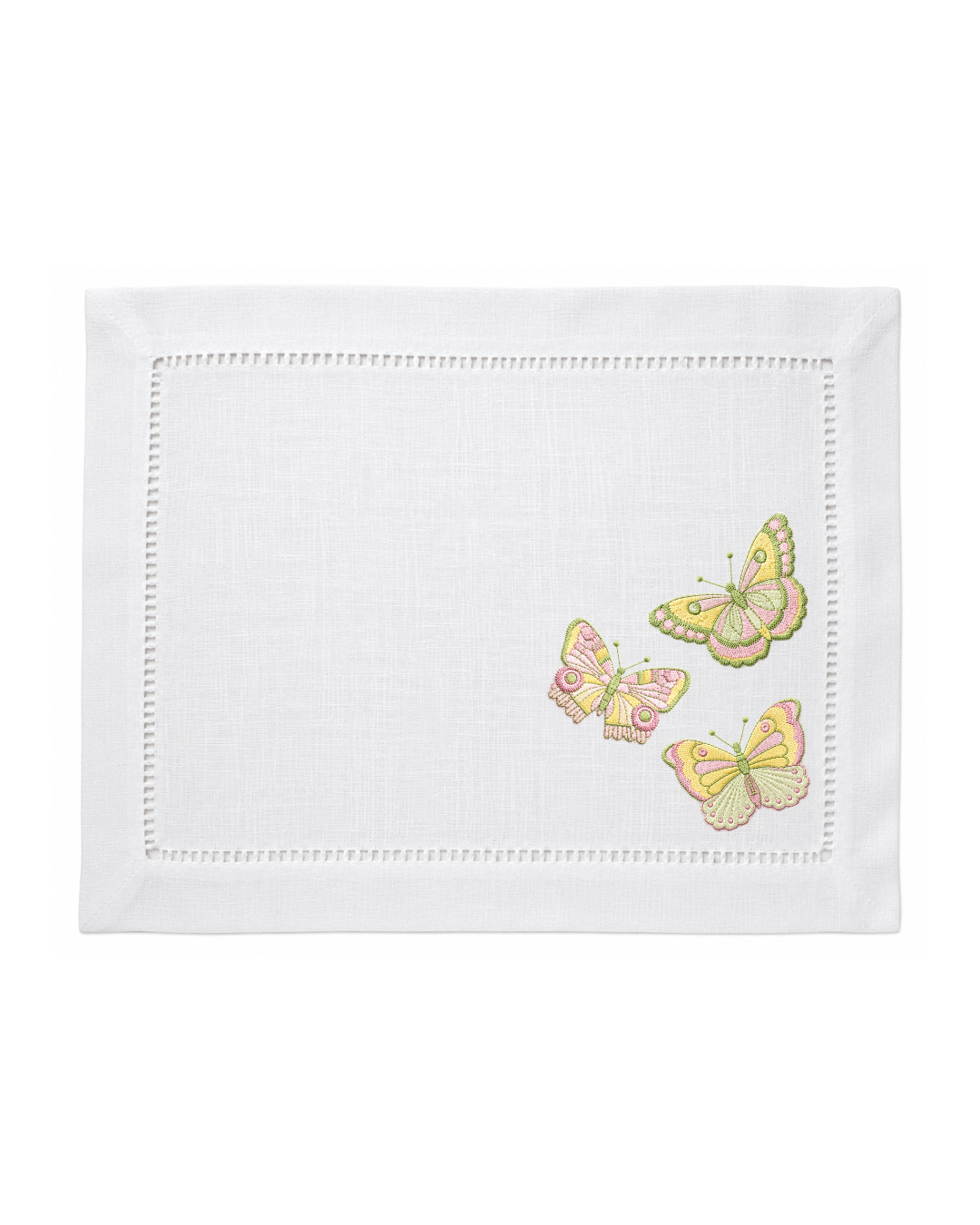 Bordado de Mariposas Verde, rosa y amarillo