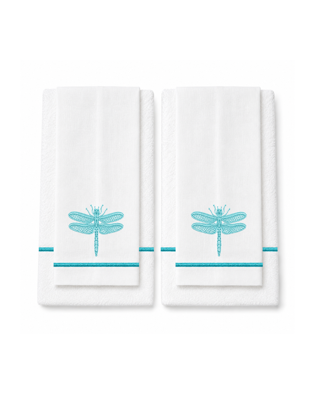 Bordado de Libélulas Azul Aqua