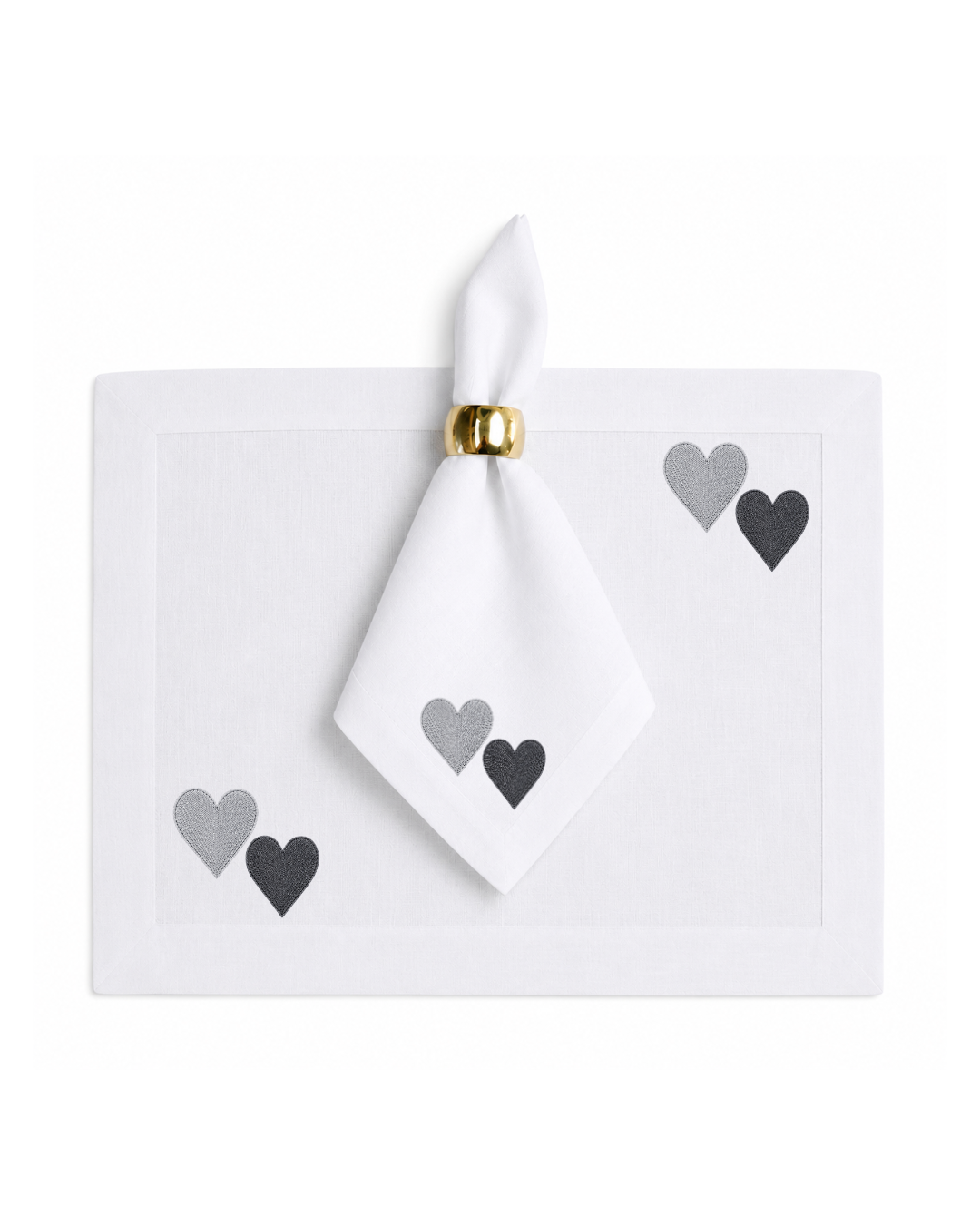 Bordado de Corazones l Gris