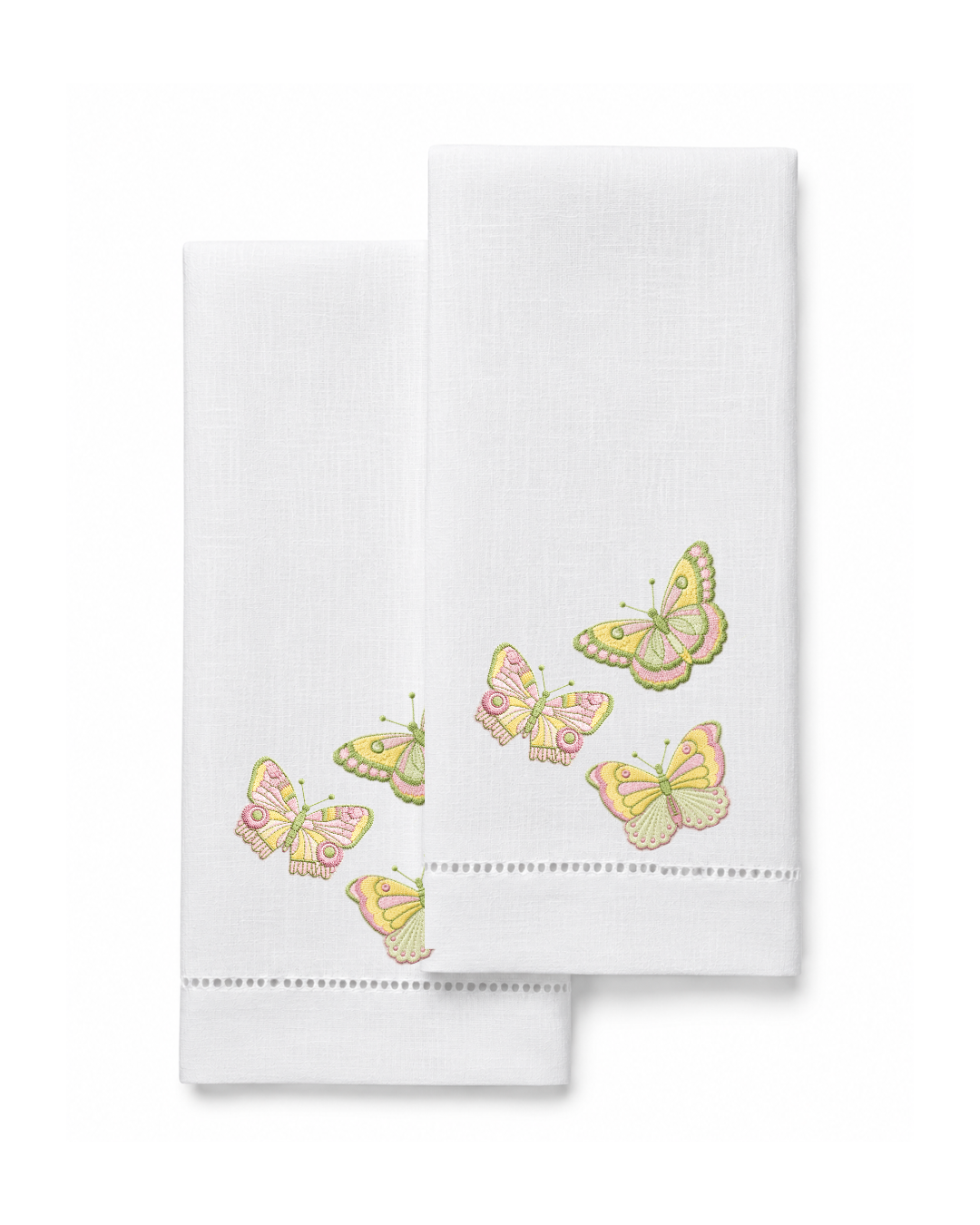 Bordado de Mariposas Verde, rosa y amarillo