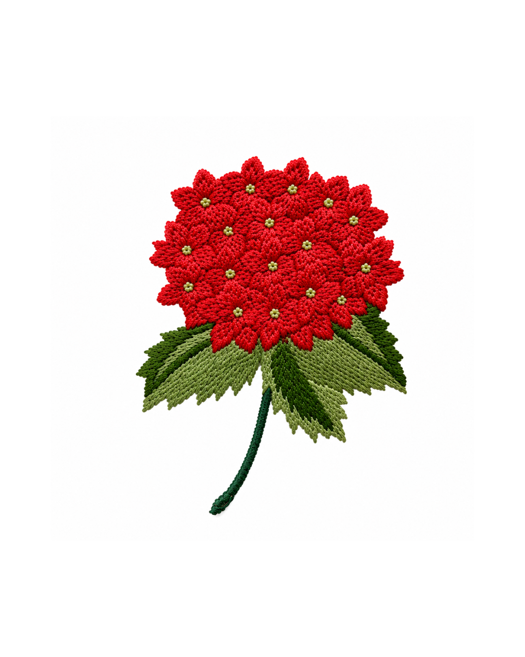 Bordado de Hortensia Roja