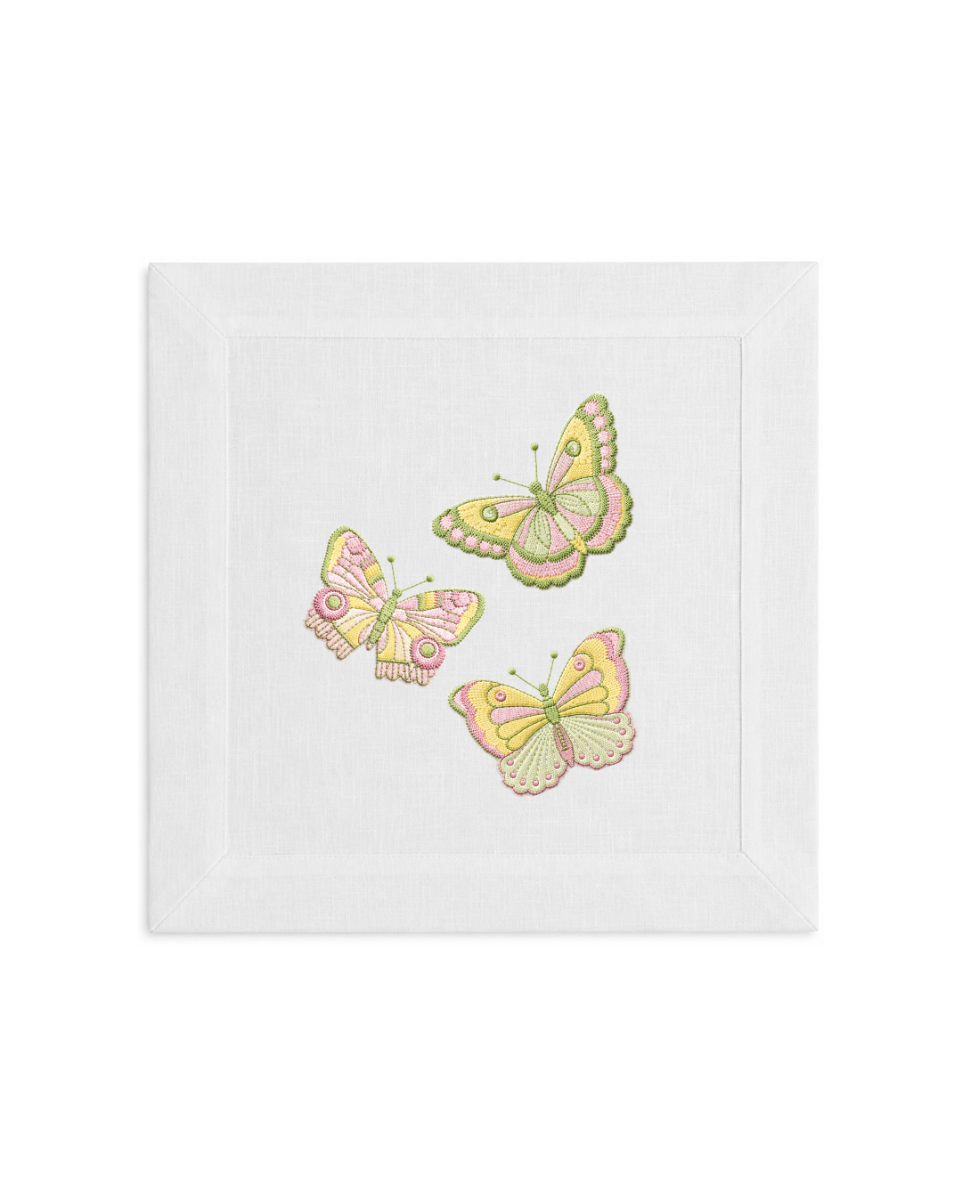 Bordado de Mariposas Verde, rosa y amarillo