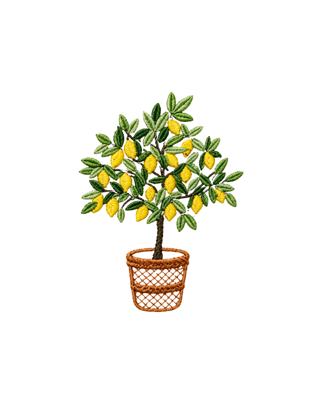 Bordado de Futas l Maceta de Limones
