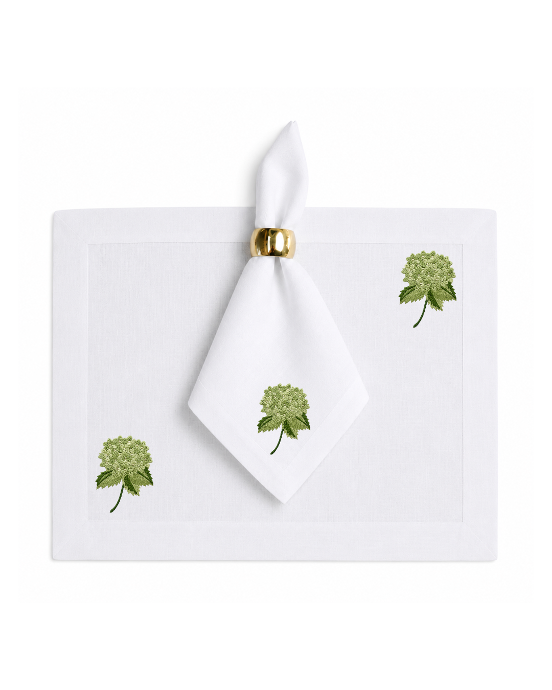 Bordado de Hortensia Verde Olivo