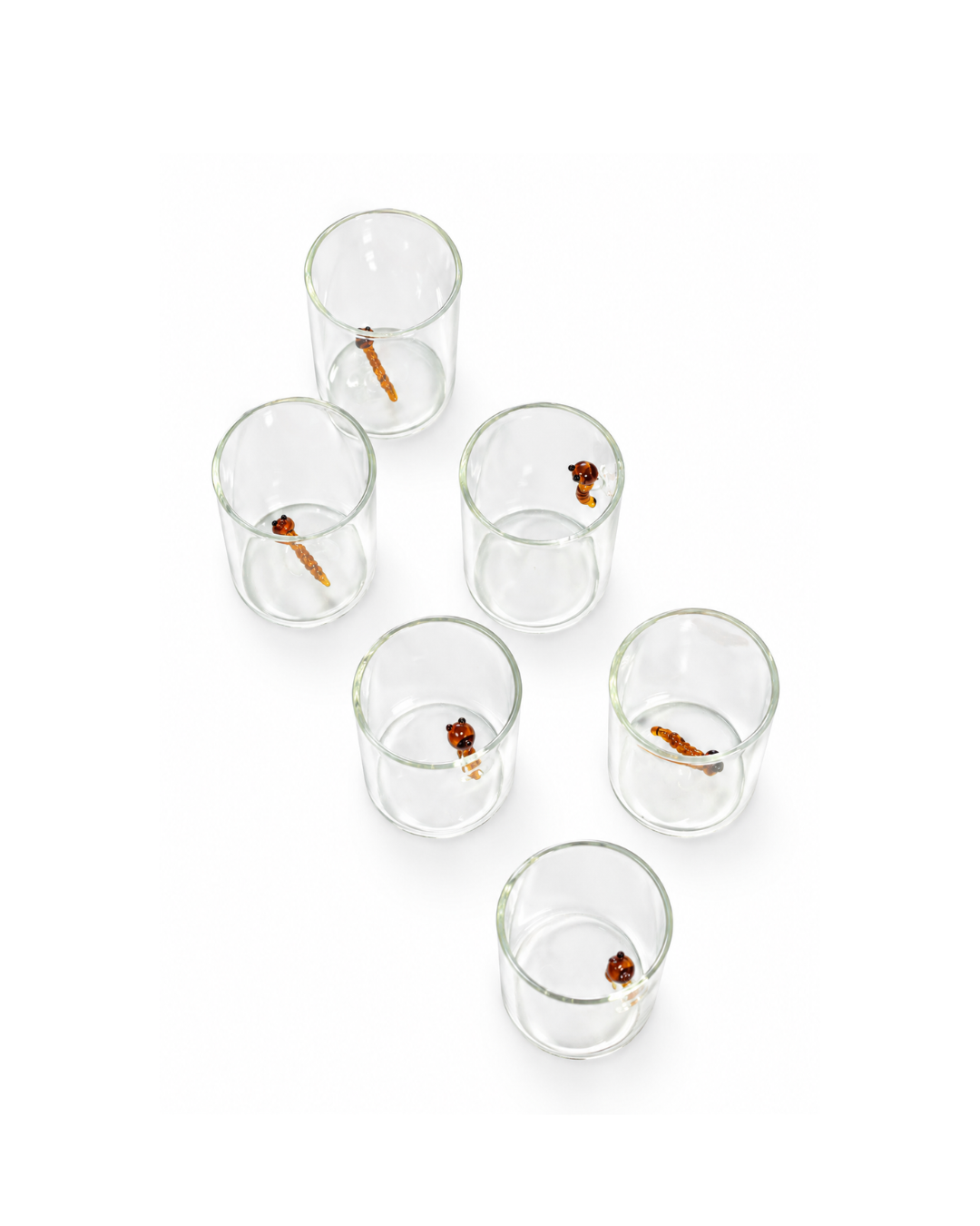 Set de 6 vasos Tequileros de cristal l Gusano