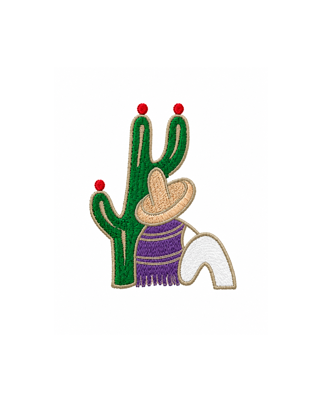 Bordado de Campesino con nopal l Morado