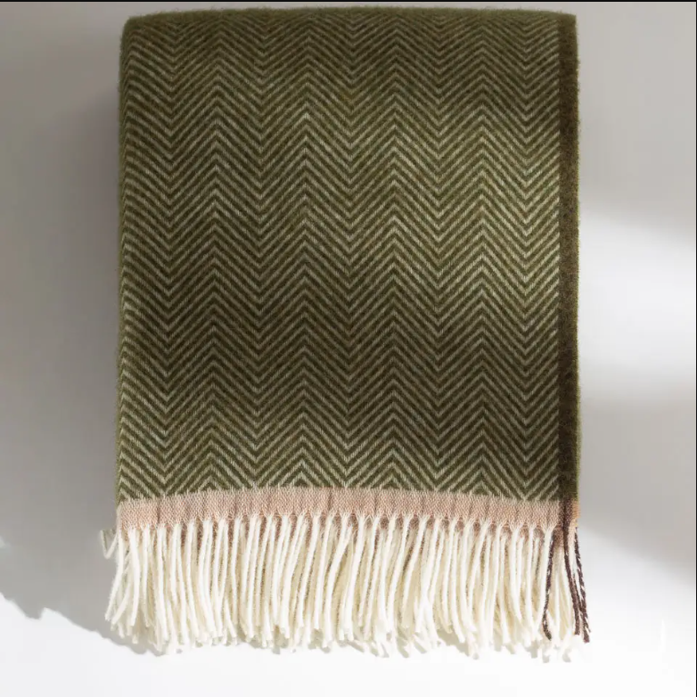 Throw de lana verde
