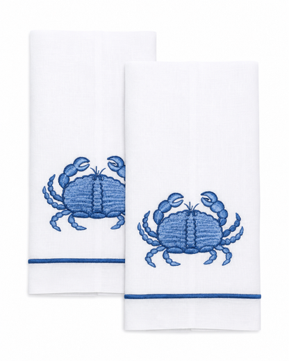 Par de toallas de mano cangrejo azul