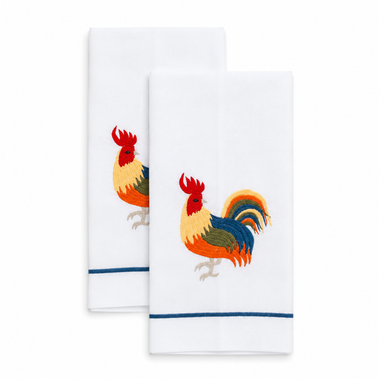 Par de toallas de lino l Gallos