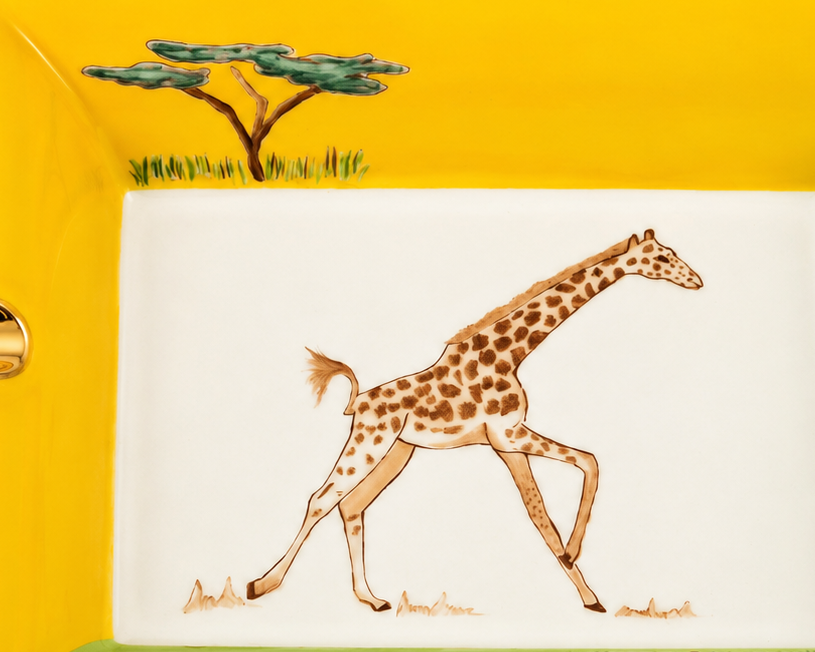Cenicero de cerámica, pintado a mano l Girafa