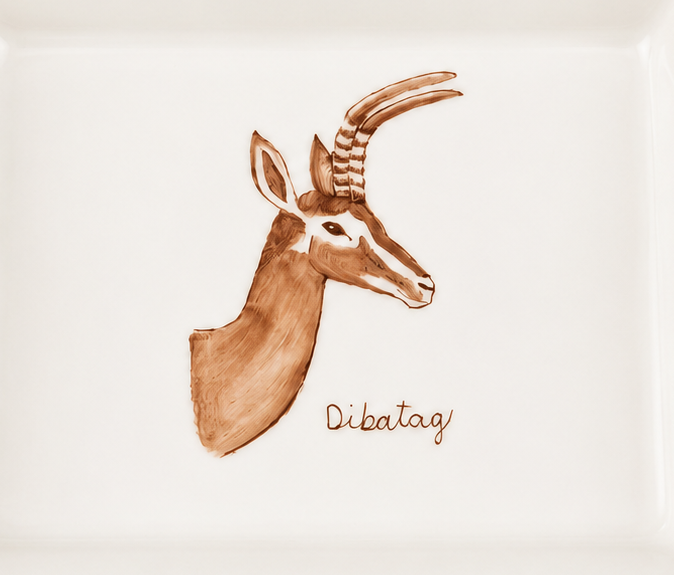 Cenicero de cerámica, pintado a mano l Antilope