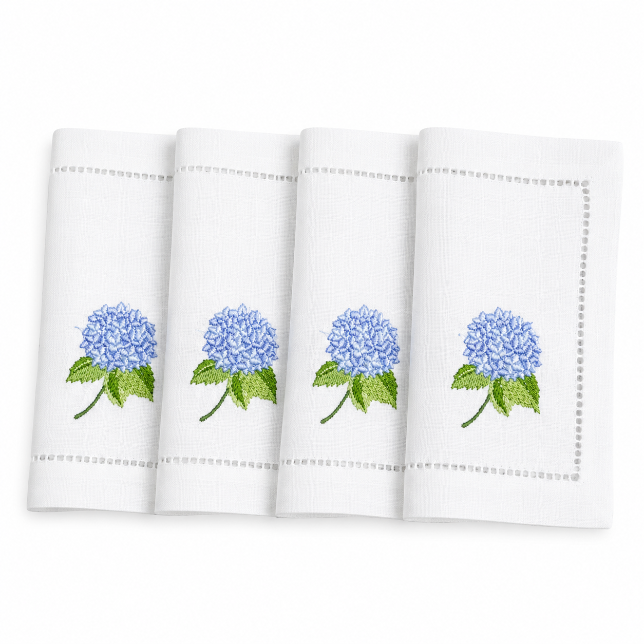 Juego de servilletas cocktail rectangulares Hortensias Azules