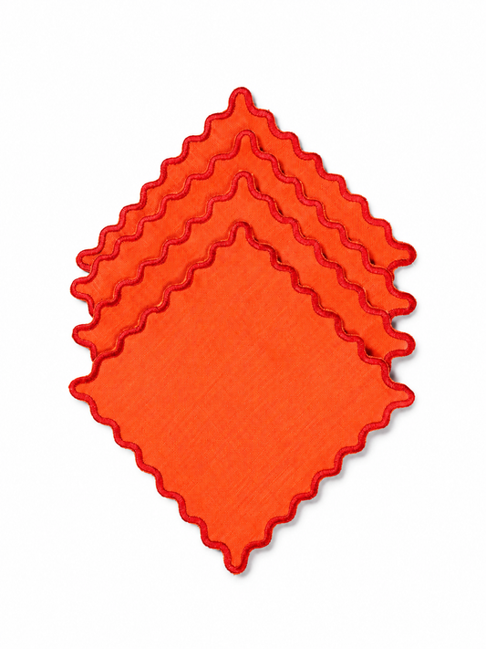 Juego de 4 servilletas de cocktail cuadradas l Color Naranja