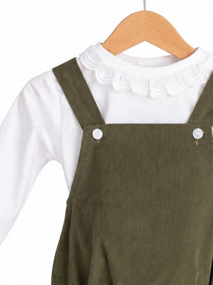 Ranita de pana con blusa blanca l Color Verde
