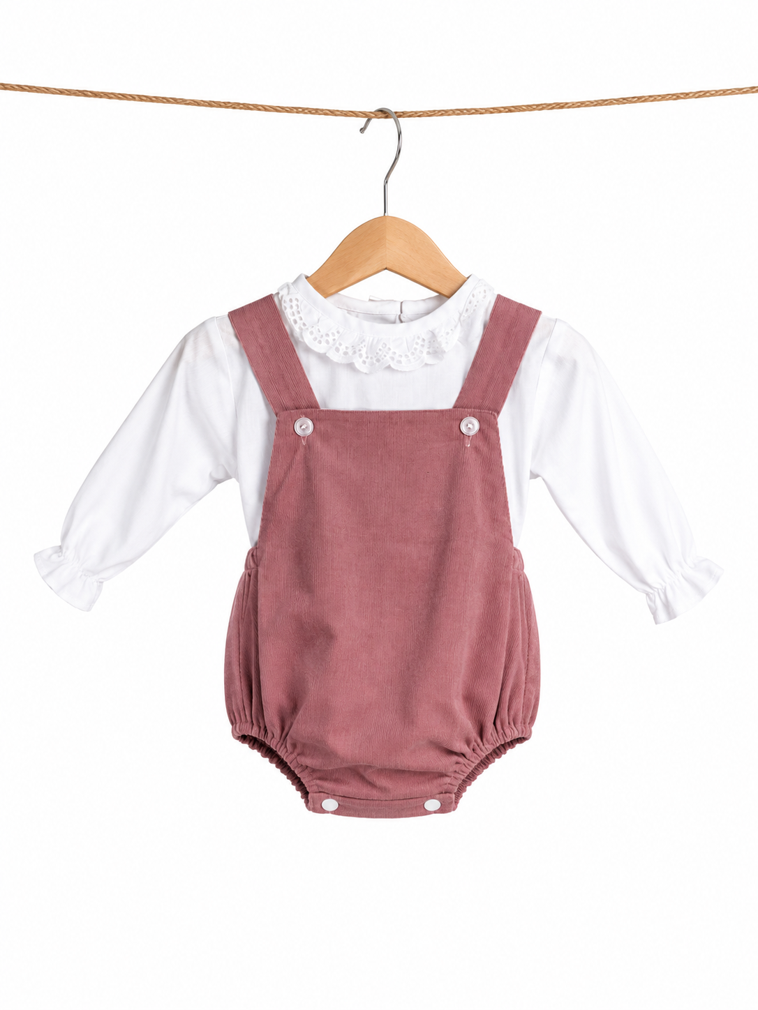 Ranita de pana con blusa blanca l Color Rosa