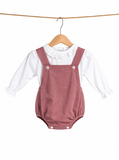 Ranita de pana con blusa blanca l Color Rosa