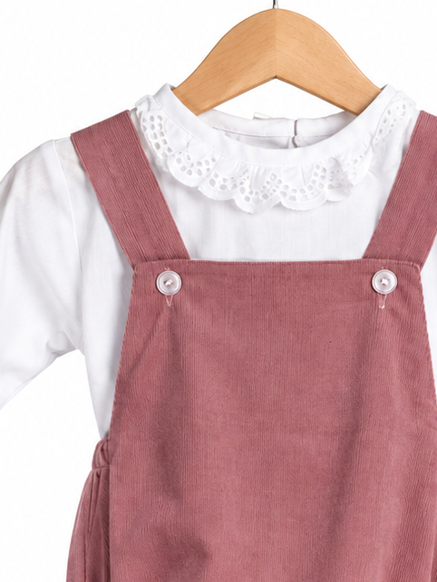 Ranita de pana con blusa blanca l Color Rosa