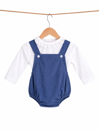 Ranita de pana con blusa blanca l Color Azul