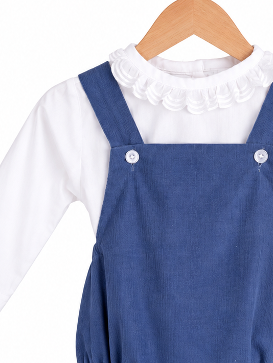 Ranita de pana con blusa blanca l Color Azul