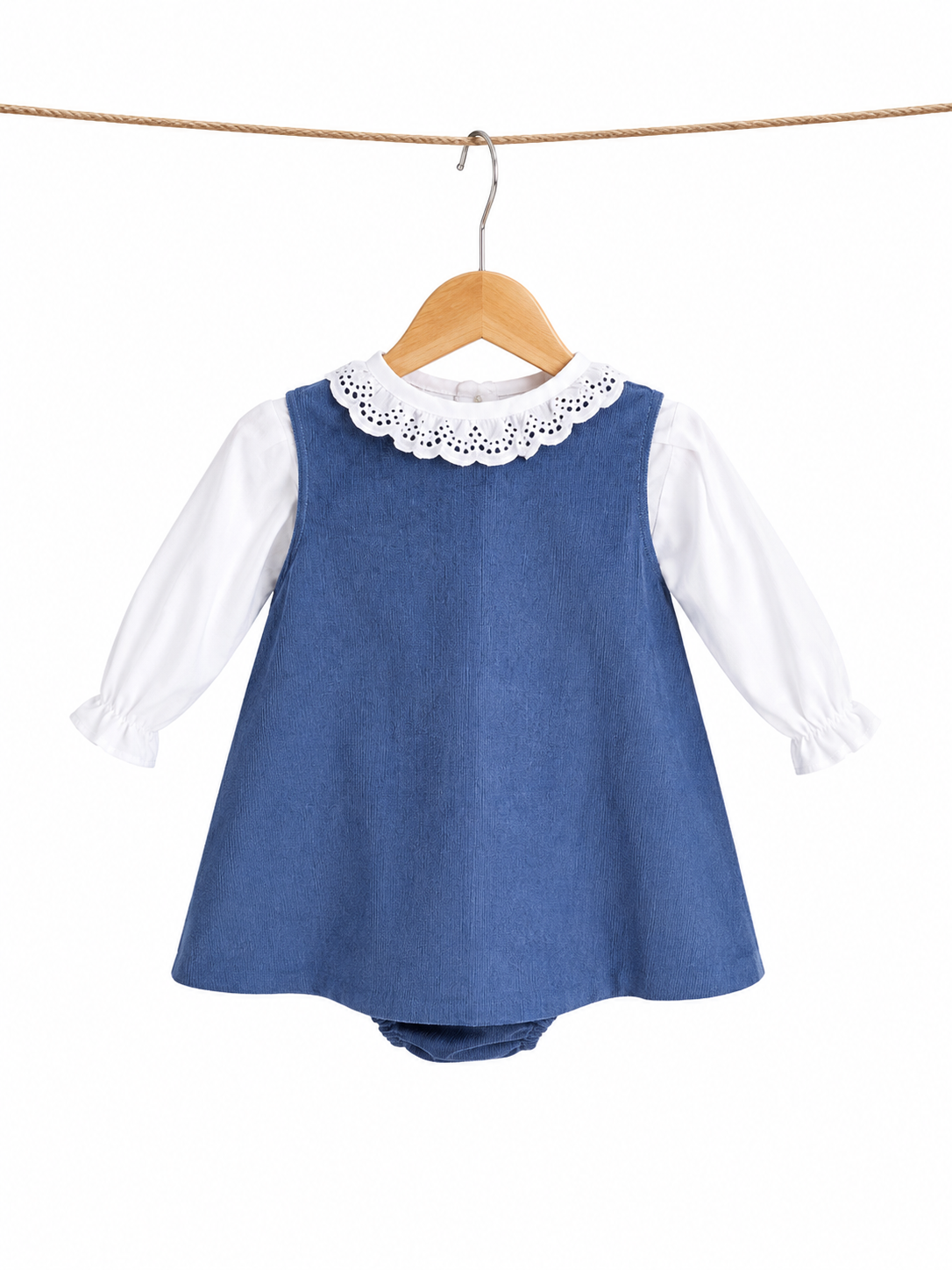 Vestido de pana con blusa blanca l Color Azul
