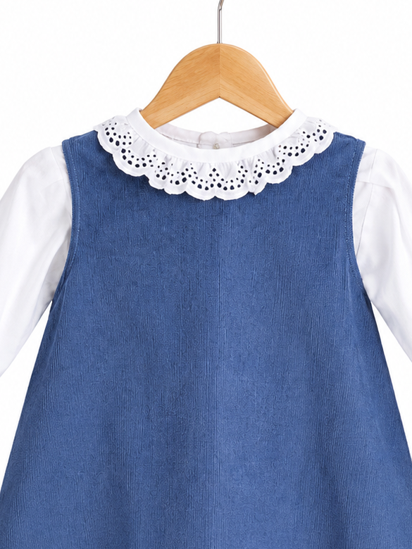 Vestido de pana con blusa blanca l Color Azul