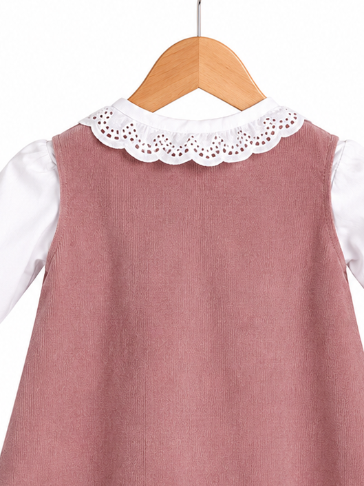 Vestido de pana con blusa blanca l Color Rosa