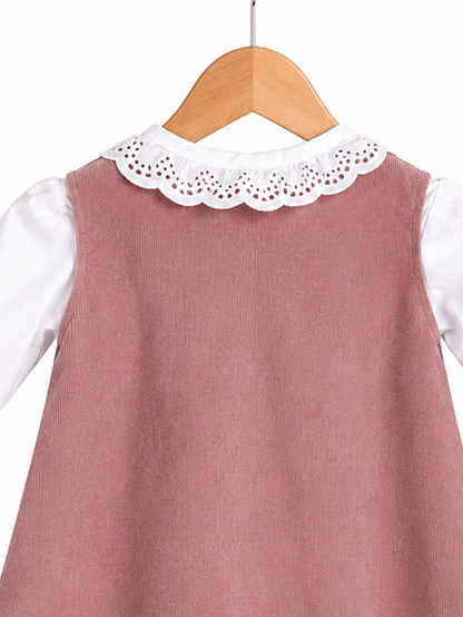 Vestido de pana con blusa blanca l Color Rosa