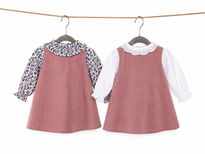 Vestido de pana con blusa floreada l Color Rosa