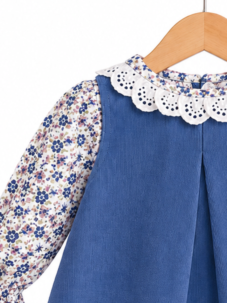 Vestido de pana con blusa floreada l Color Azul