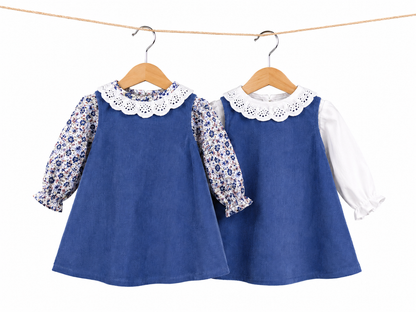 Vestido de pana con blusa floreada l Color Azul
