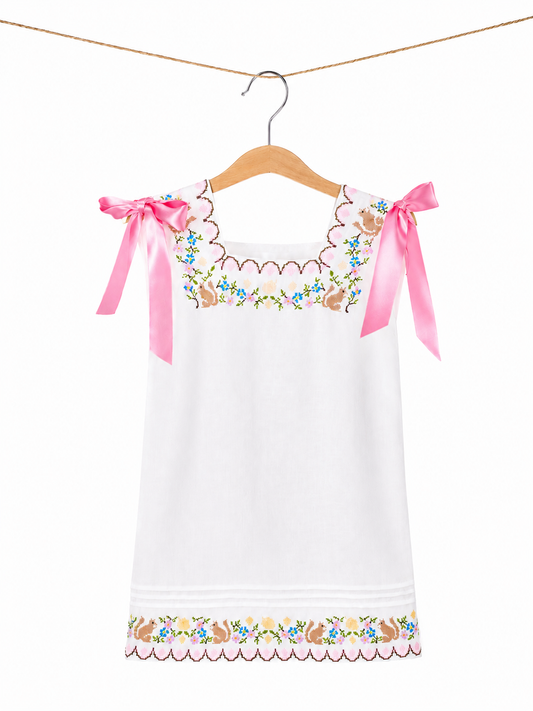 Vestido Huipil Niña l Bordado de Ardillas