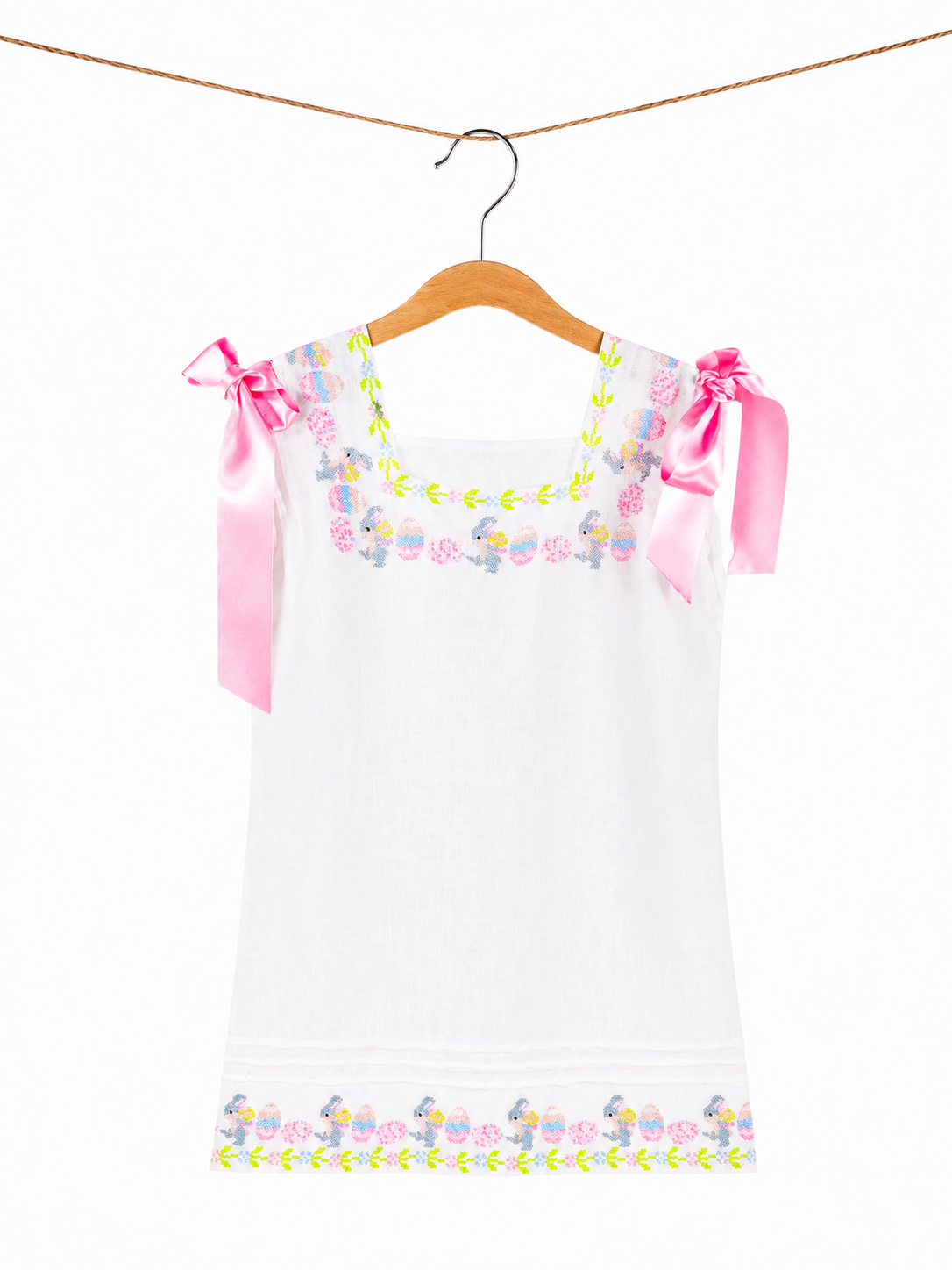 Vestido Huipil Niña l Bordado de Conejo de Pascua