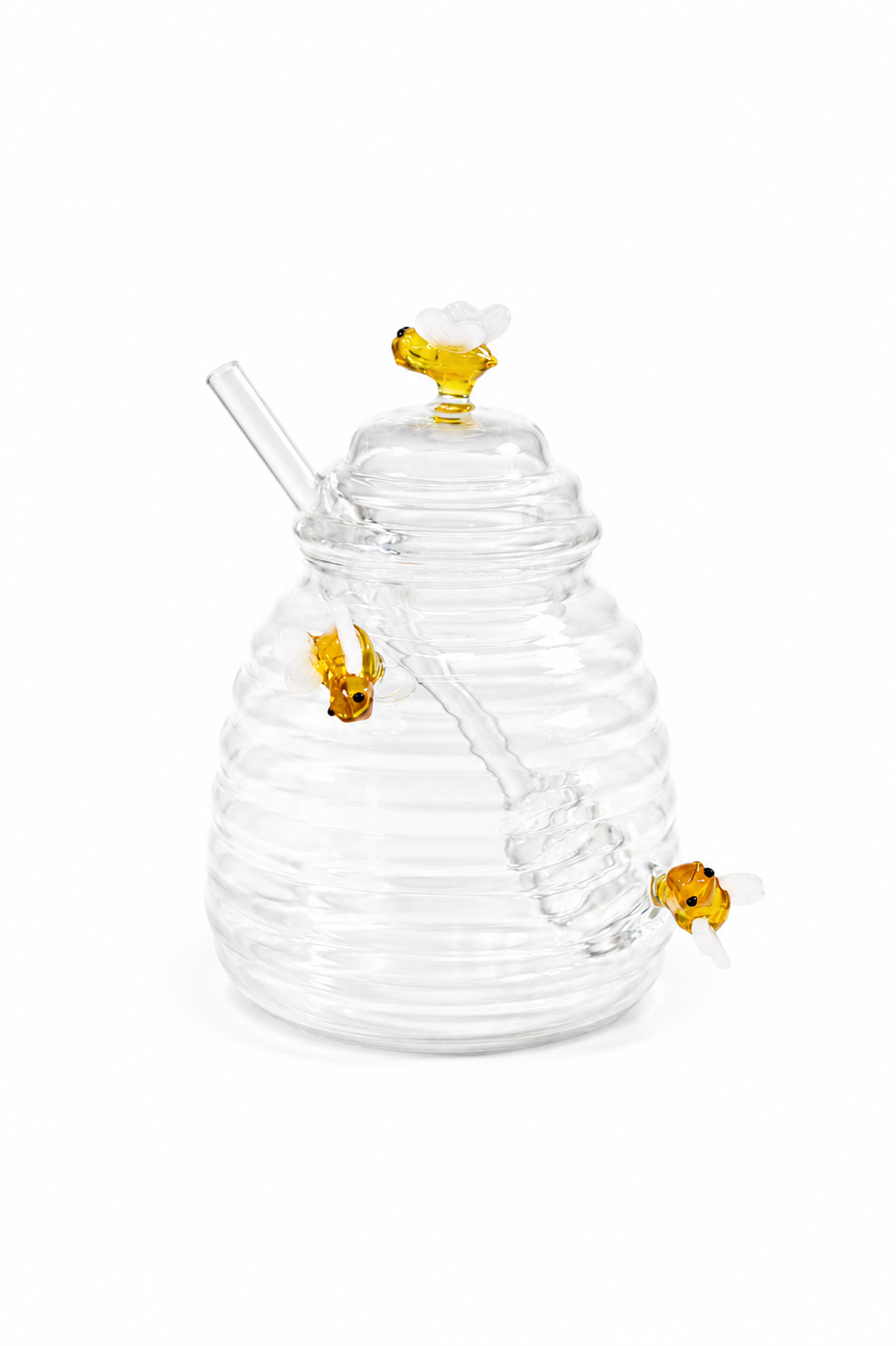 Mielera de Cristal con detalle de Abejas