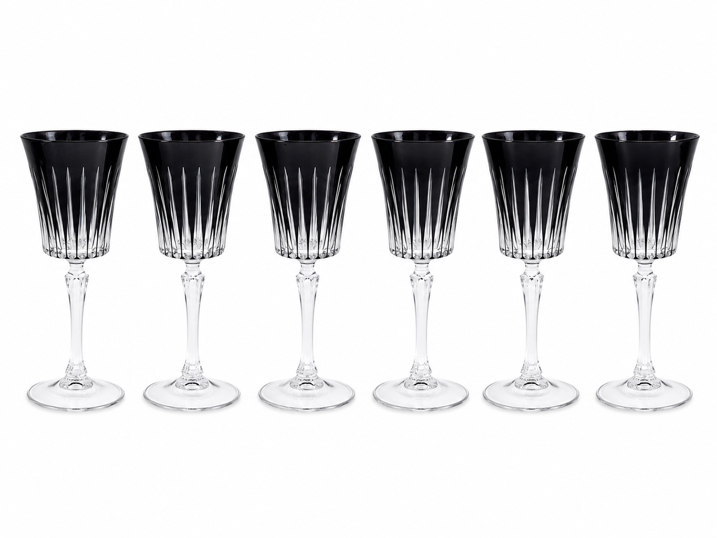 Juego 6 copas para vino de cristal  l Color Onix negro