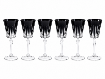 Juego 6 copas para vino de cristal  l Color Onix negro