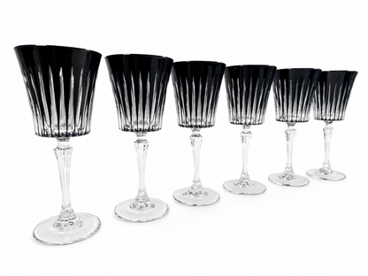 Juego 6 copas para vino de cristal  l Color Onix negro