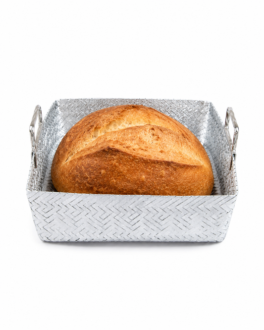 Panera cuadrada con asas Chica l Aluminio trenzado
