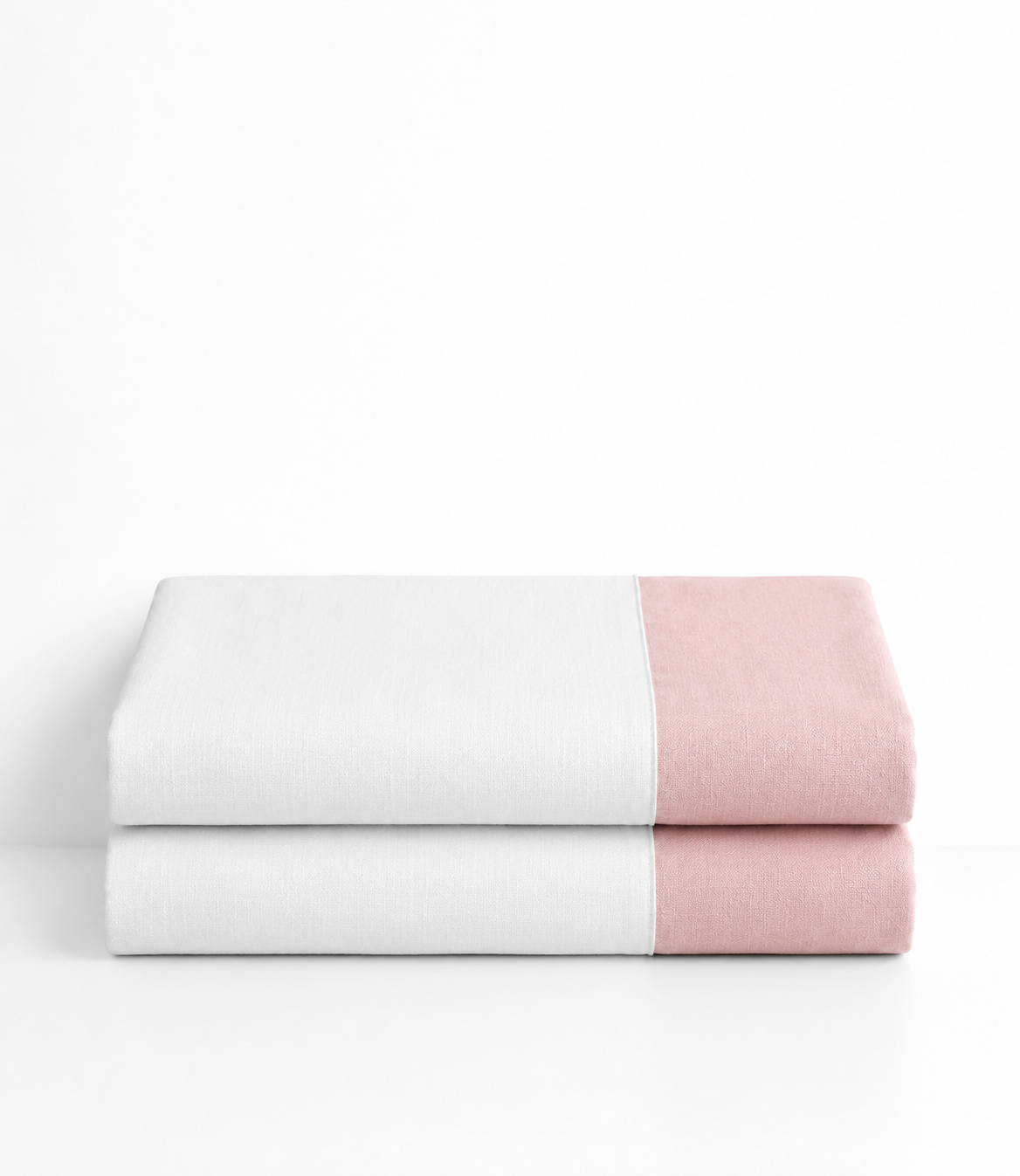 Mantel de Lino l Rosa claro con Blanco