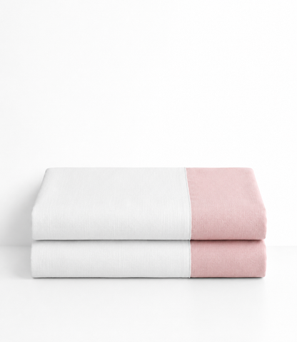Mantel de Lino l Rosa claro con Blanco