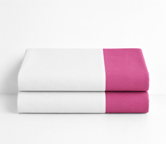 Mantel de Lino l Rosa con Blanco