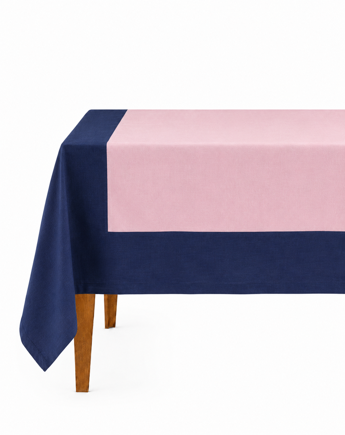 Mantel de Lino l Rosa con Azul Marino