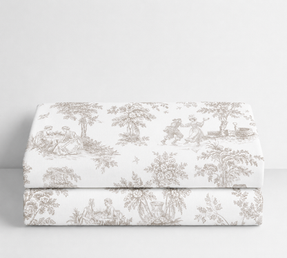 Mantel de algodón estampado Toile de Jouy