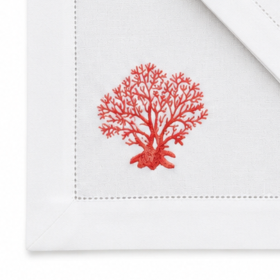 Juego de Individuales con Servilleta l Coral Rojo