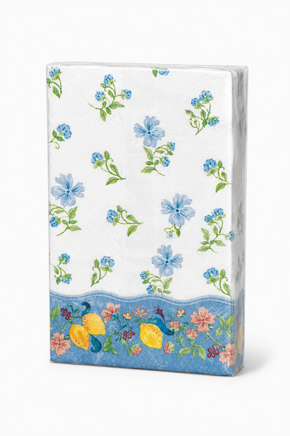 Paquete de Servilletas de papel l Flores azules con limones