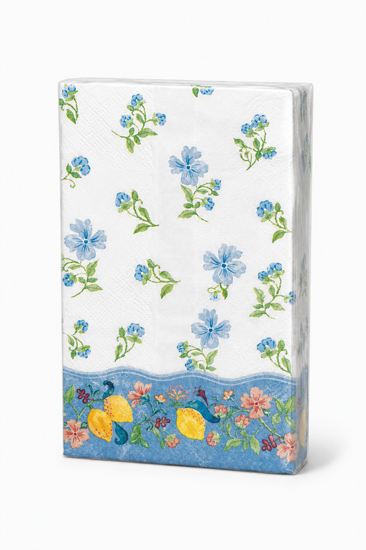 Paquete de Servilletas de papel l Flores azules con limones