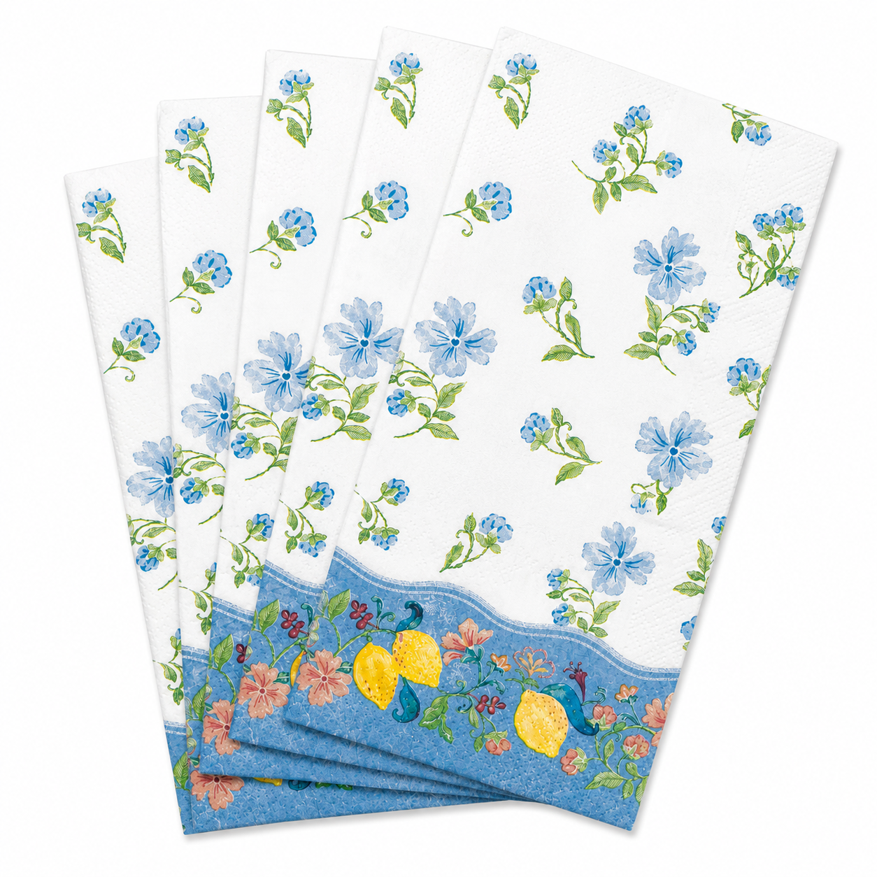 Paquete de Servilletas de papel l Flores azules con limones