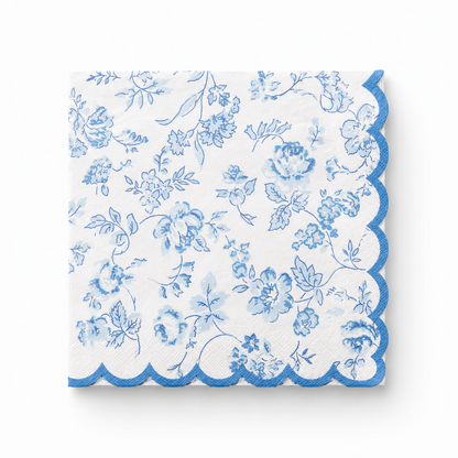 Paquete de Servilletas de papel l Blanco con flores azules