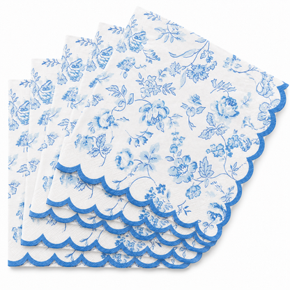 Paquete de Servilletas de papel l Blanco con flores azules